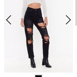 Nasty Gal Jeans - Black Ripped Mom Jeans Nasty Gal Jeans - Black Ripped Mom Jeans